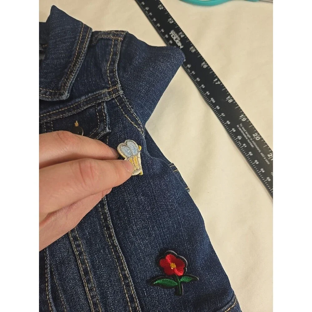 The Children's Place Toddler Girls Denim Jacket‎ Size 3T Patches Fruit Flowers